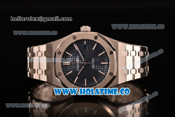 Audemars Piguet Royal Oak 41MM Clone AP Calibre 3120 Automatic Steel Case/Bracelet with Blue Dial - Stick Markers (EF) - Click Image to Close